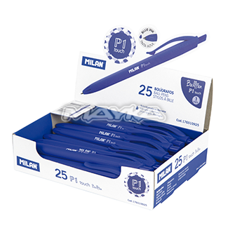 Bolígrafos Milán Azul P1 Touch Expositor 25 Uds - Industrias Mayka